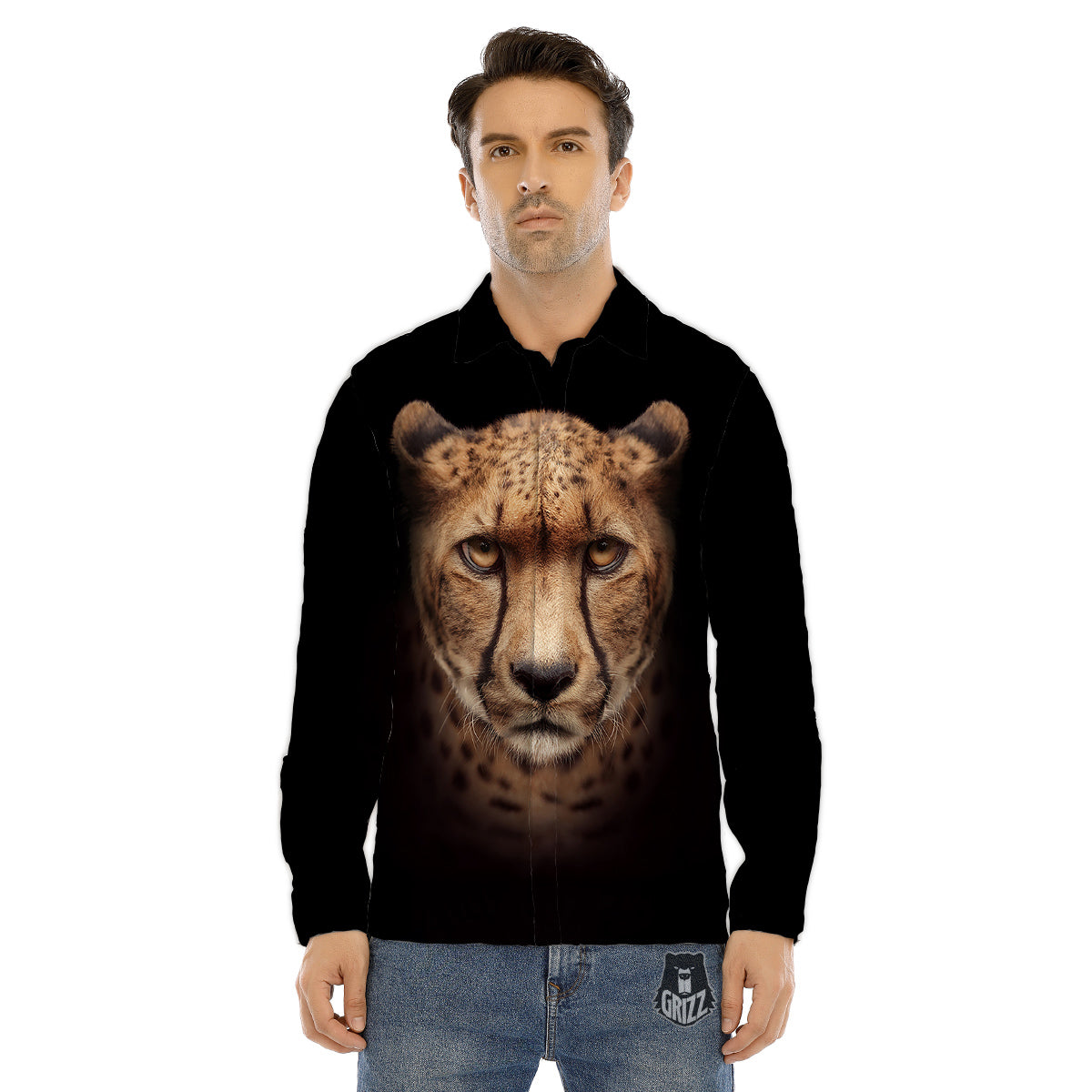 Cheetah Print Men's Dress Shirts-grizzshop