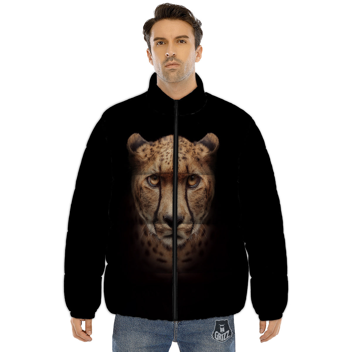 Cheetah Print Puffer Jacket-grizzshop