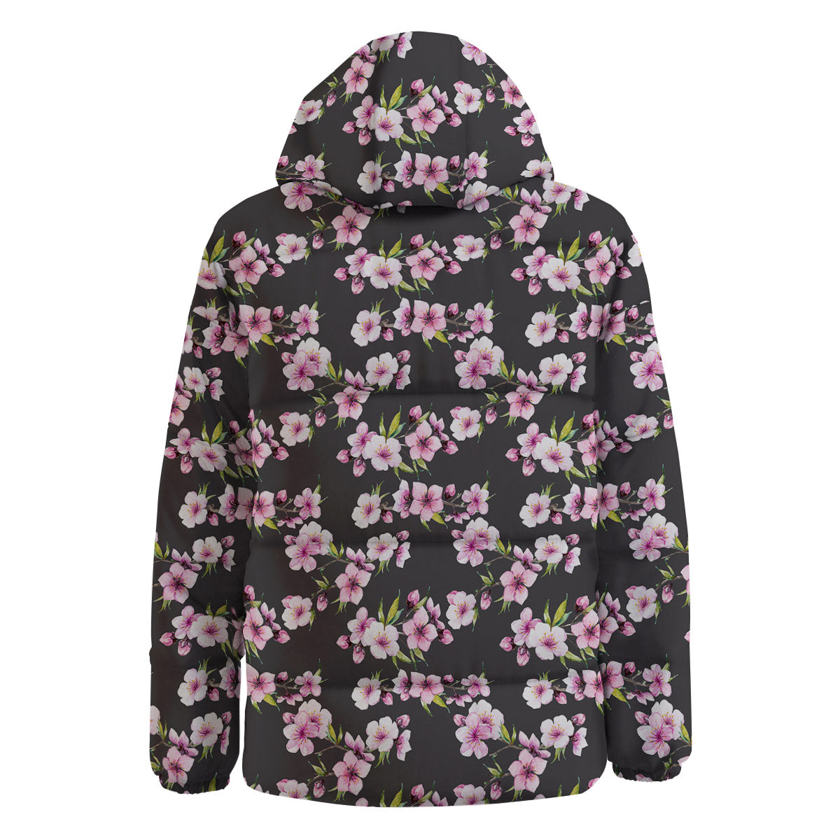 Cherry Blossom Chinese Print Pattern Down Jacket-grizzshop
