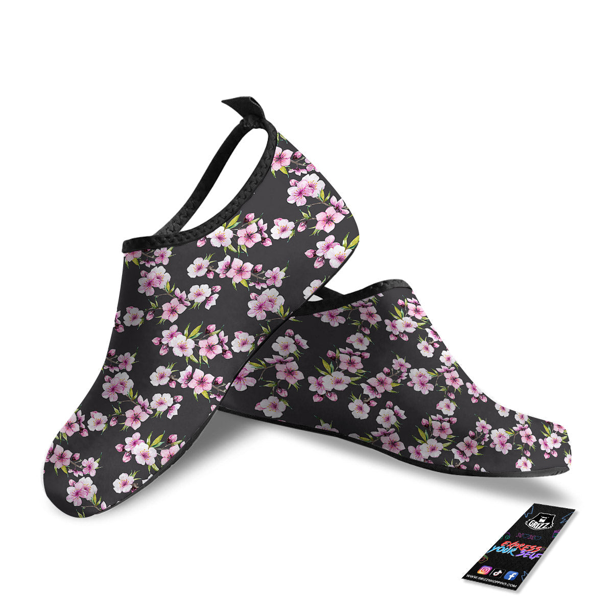 Cherry Blossom Chinese Print Pattern Water Shoes-grizzshop