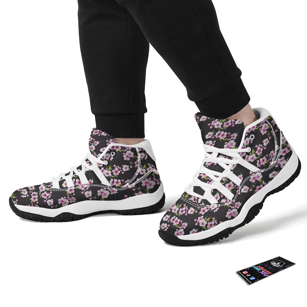 Cherry Blossom Chinese Print Pattern White Bball Shoes-grizzshop