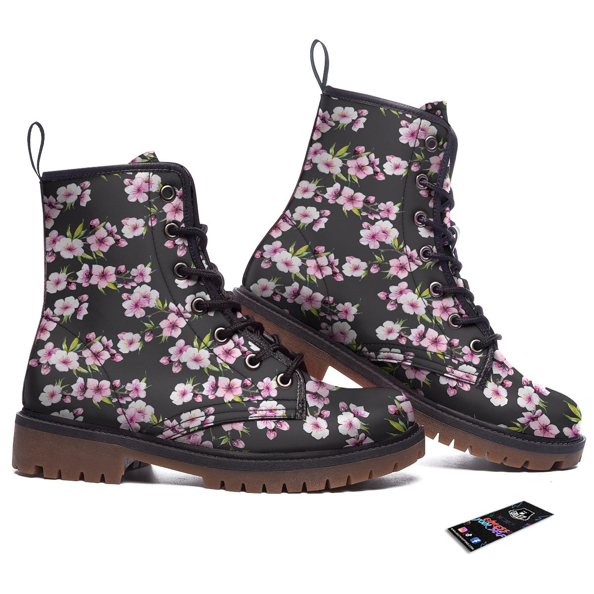 Cherry Blossom Chinese Print Pattern Work Boots-grizzshop