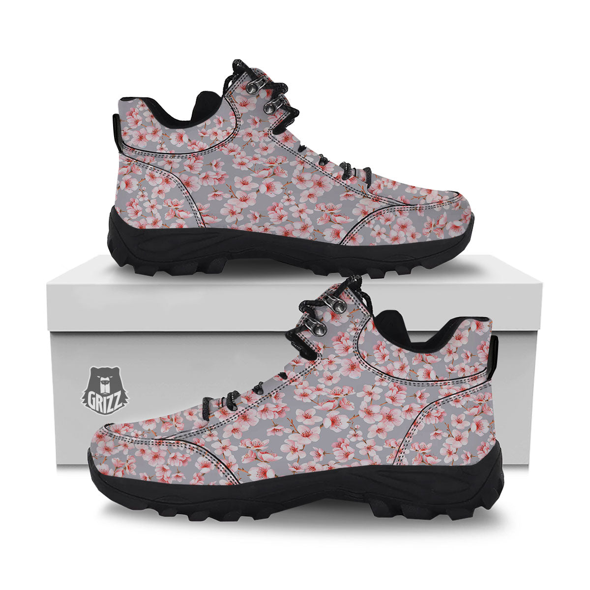 Cherry Blossom Japanese Print Pattern Hiking Shoes-grizzshop