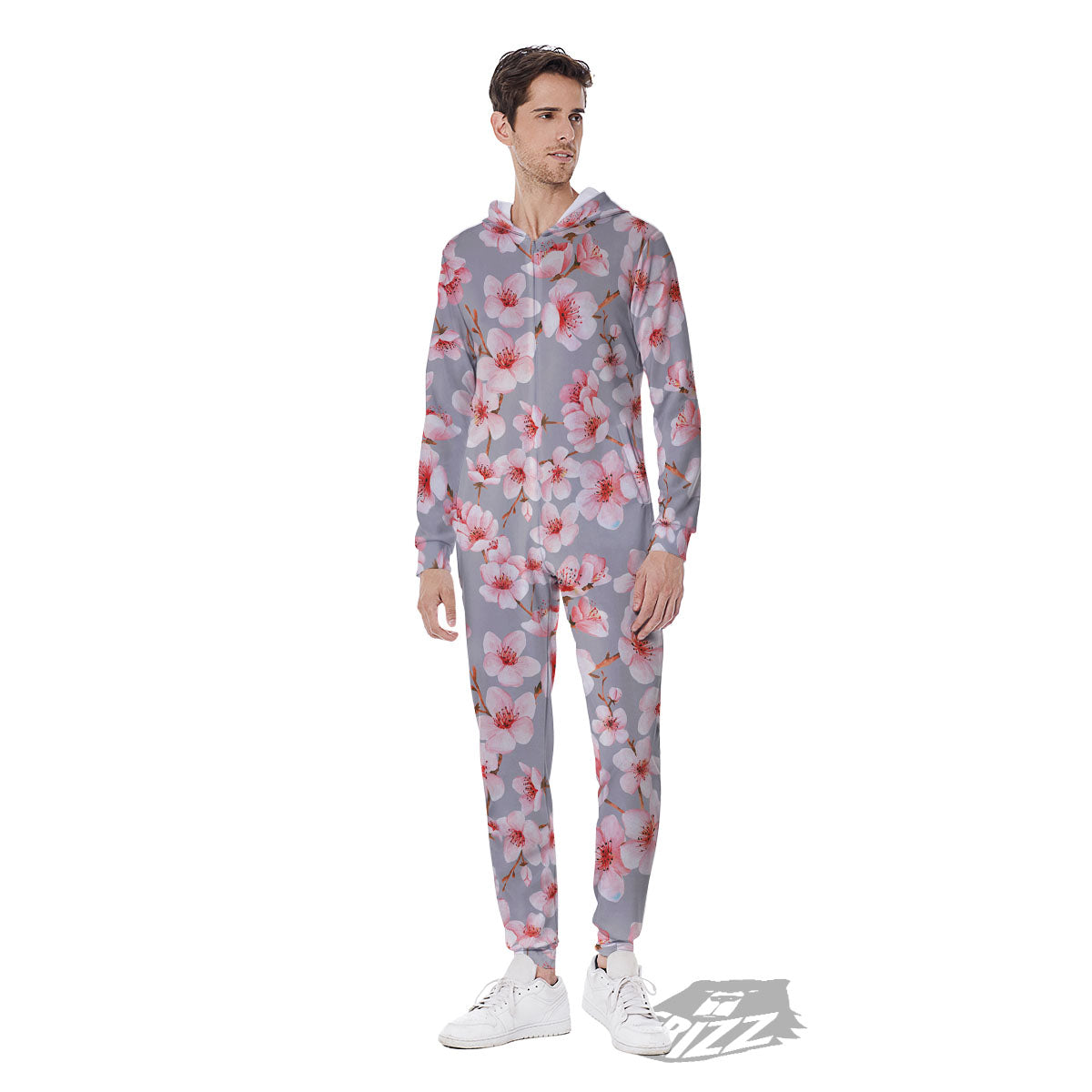 Cherry Blossom Japanese Print Pattern Men's Jumpsuit-grizzshop