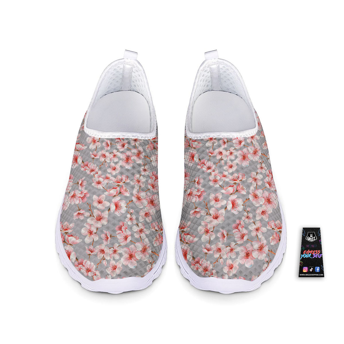 Cherry Blossom Japanese Print Pattern Nurse Shoes-grizzshop