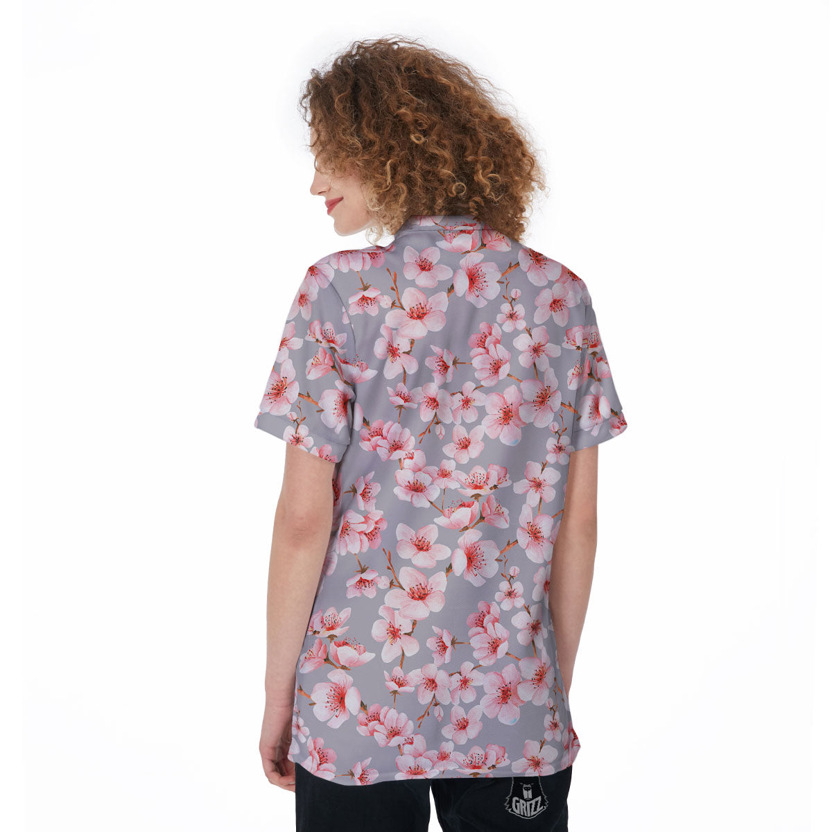 Cherry Blossom Japanese Print Pattern Women's Golf Shirts-grizzshop