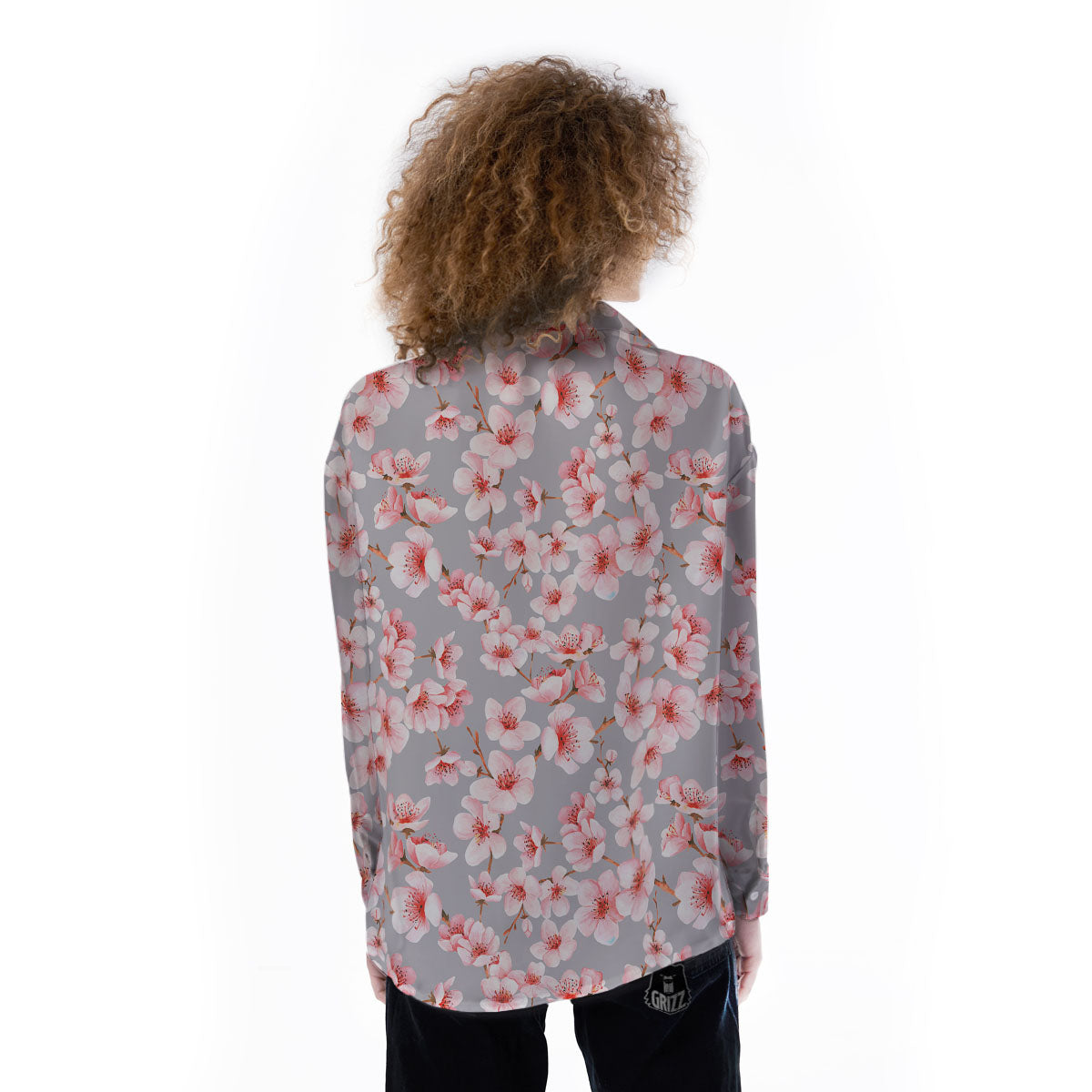 Cherry Blossom Japanese Print Pattern Women's Long Sleeve Shirts-grizzshop