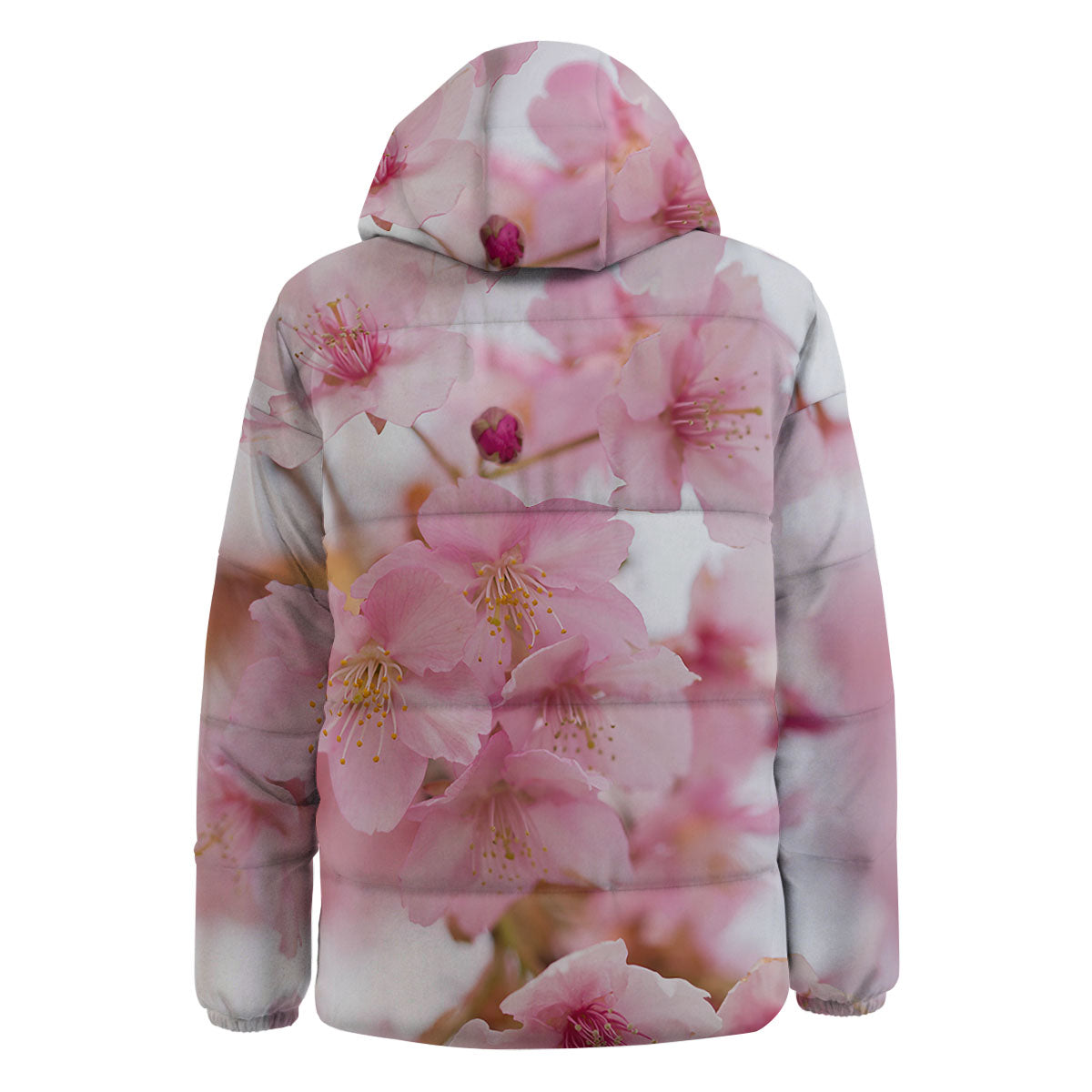 Cherry Blossom Pink Print Down Jacket-grizzshop