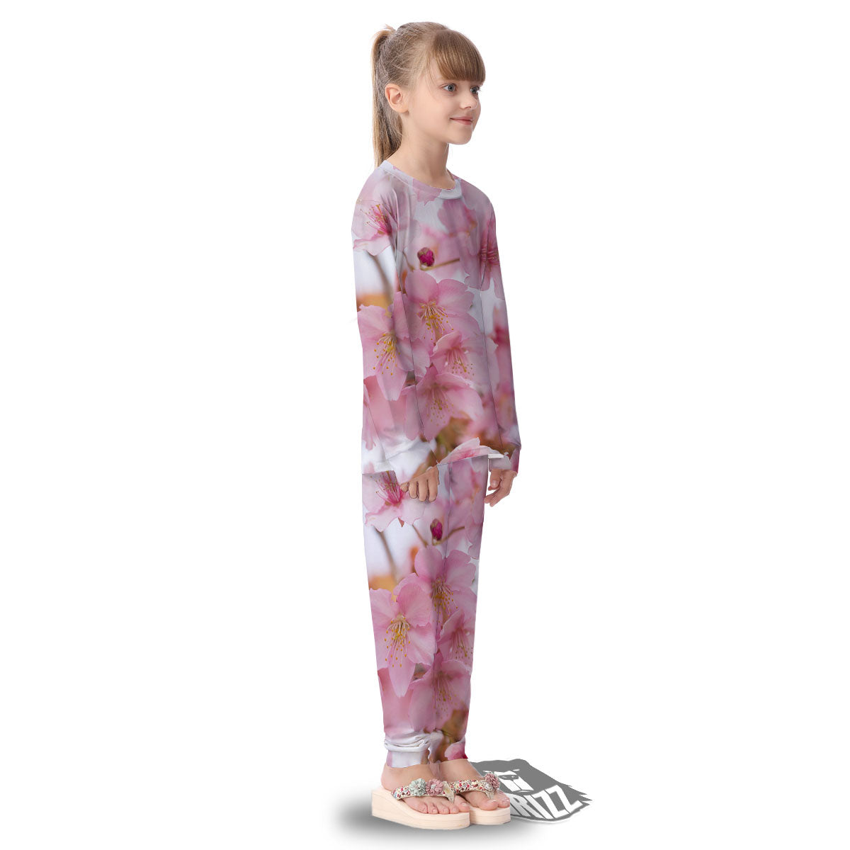 Cherry Blossom Pink Print Kid's Pajamas-grizzshop
