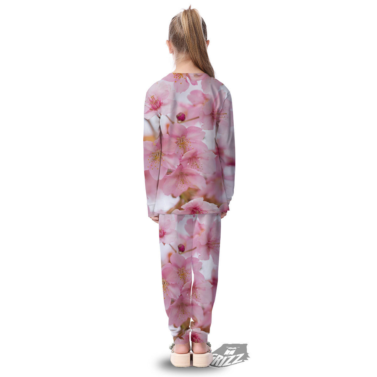 Cherry Blossom Pink Print Kid's Pajamas-grizzshop
