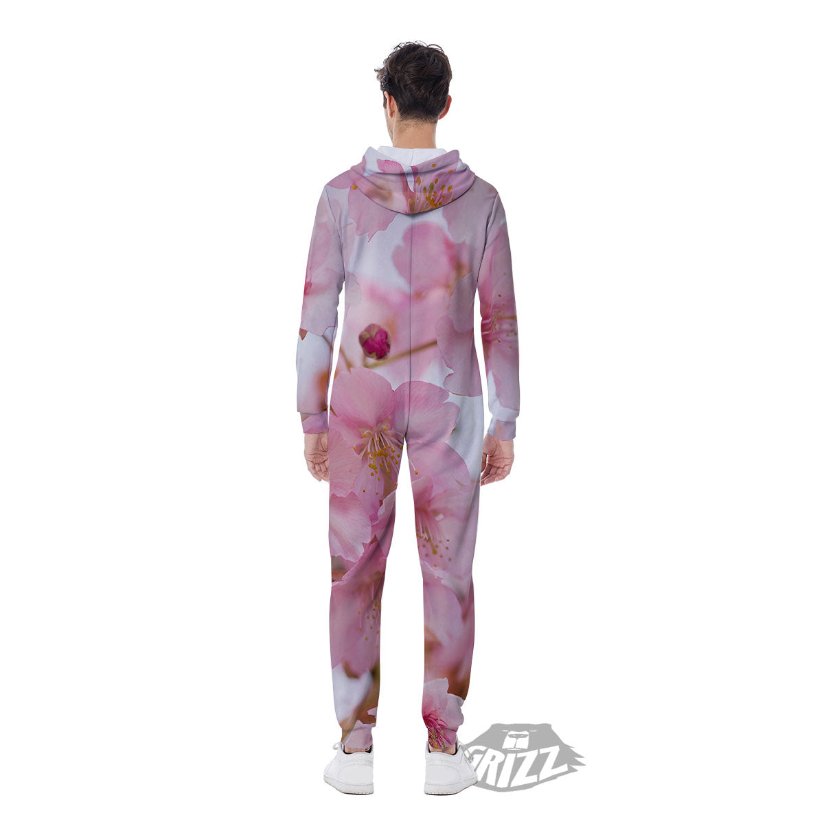 Cherry Blossom Pink Print Men's Jumpsuit-grizzshop
