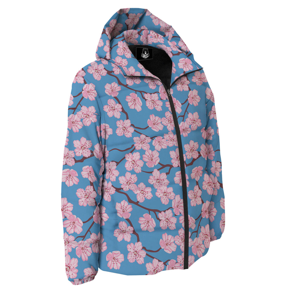 Cherry Blossom Pink Print Pattern Down Jacket-grizzshop