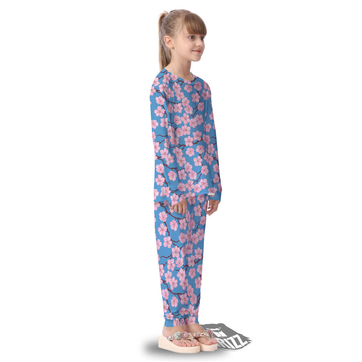 Cherry Blossom Pink Print Pattern Kid's Pajamas-grizzshop