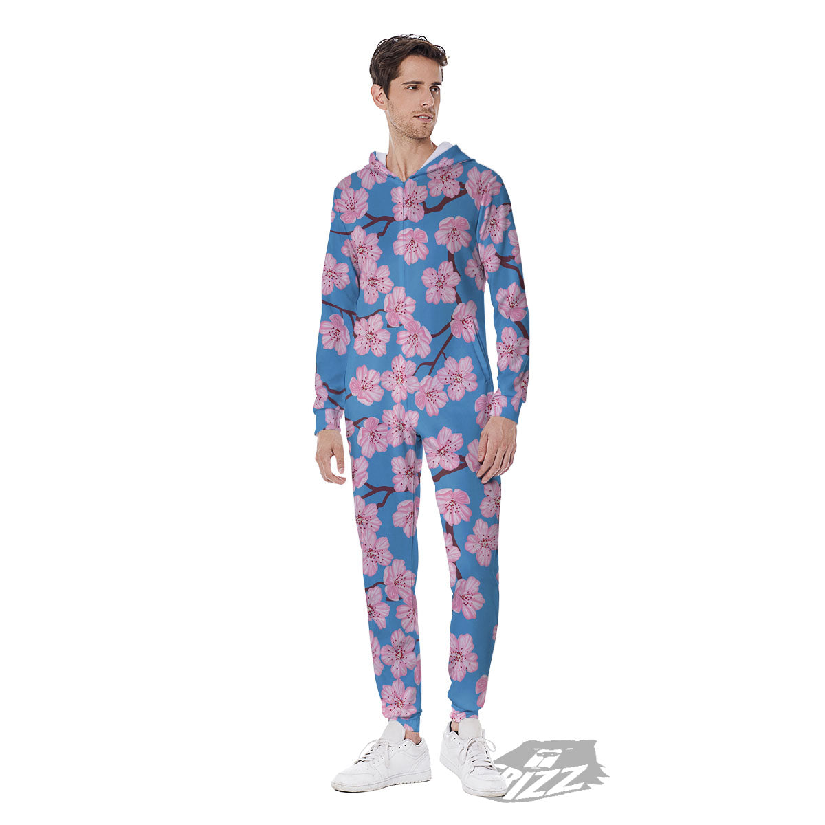 Cherry Blossom Pink Print Pattern Men's Jumpsuit-grizzshop