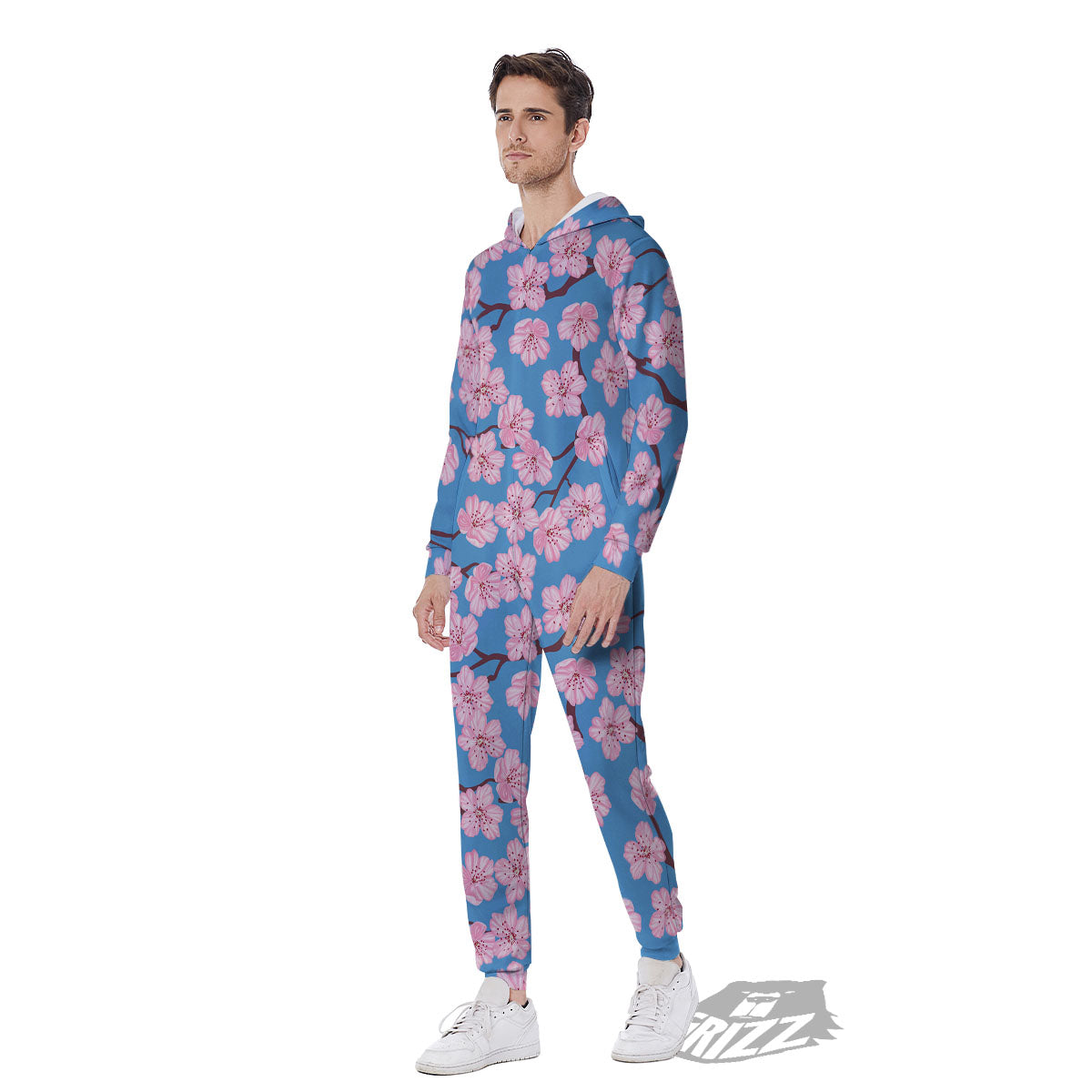 Cherry Blossom Pink Print Pattern Men's Jumpsuit-grizzshop