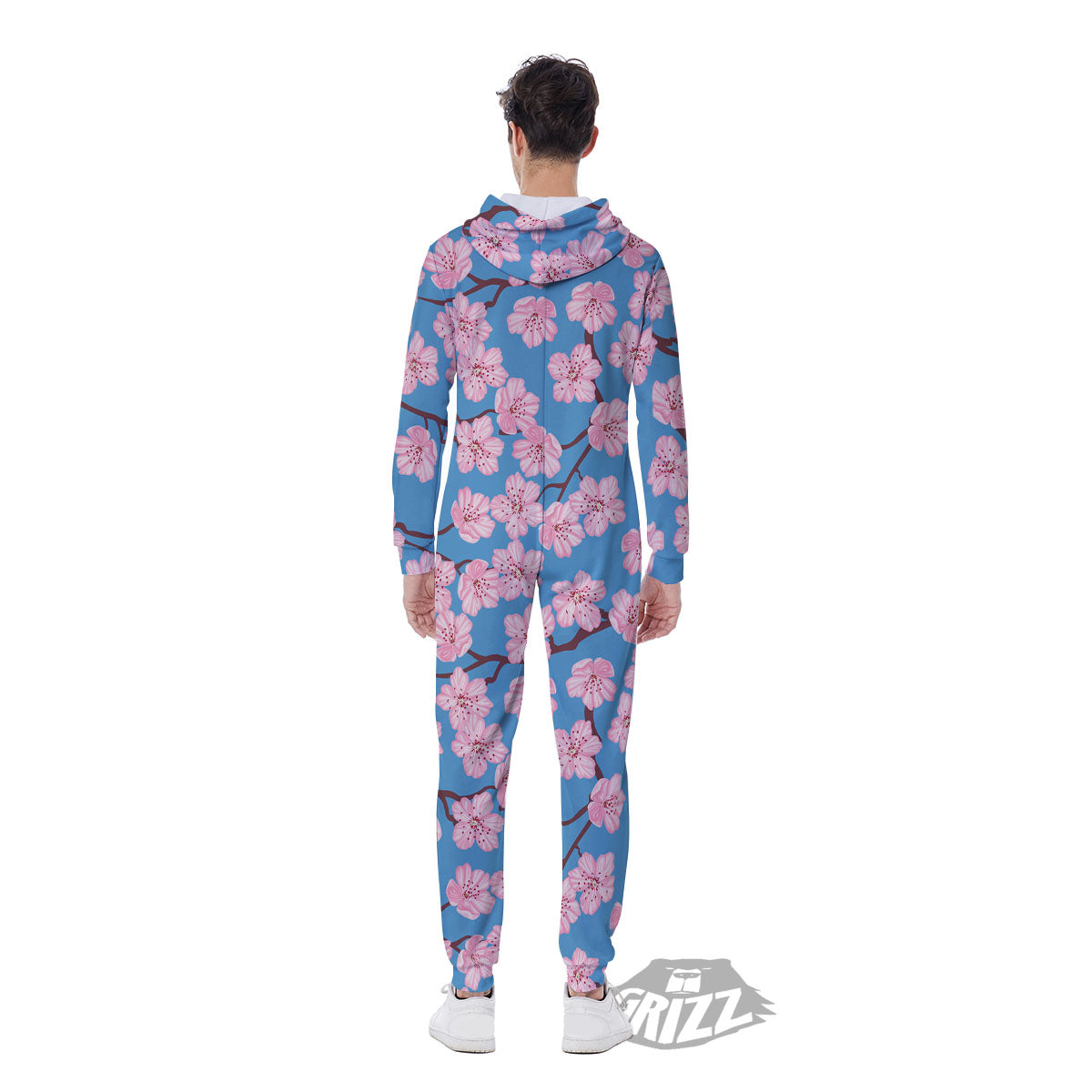 Cherry Blossom Pink Print Pattern Men's Jumpsuit-grizzshop