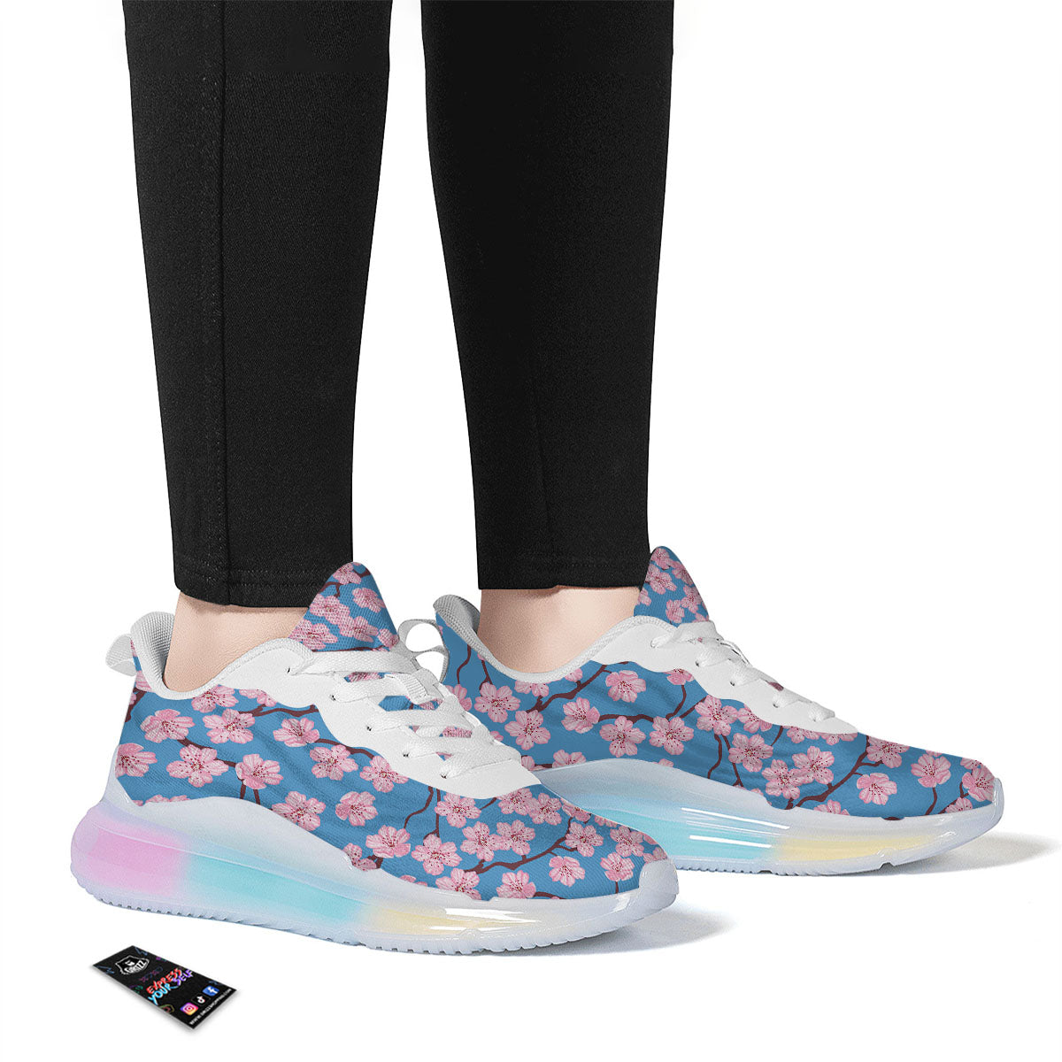 Cherry Blossom Pink Print Pattern Running Sneakers-grizzshop