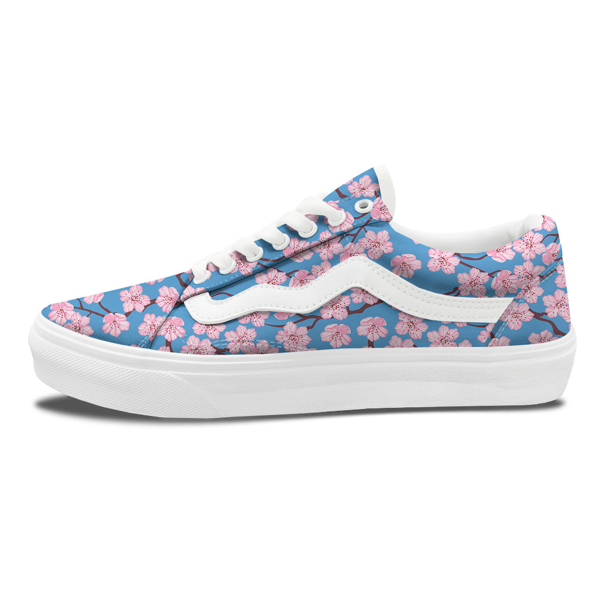 Cherry Blossom Pink Print Pattern Skate Shoes-grizzshop