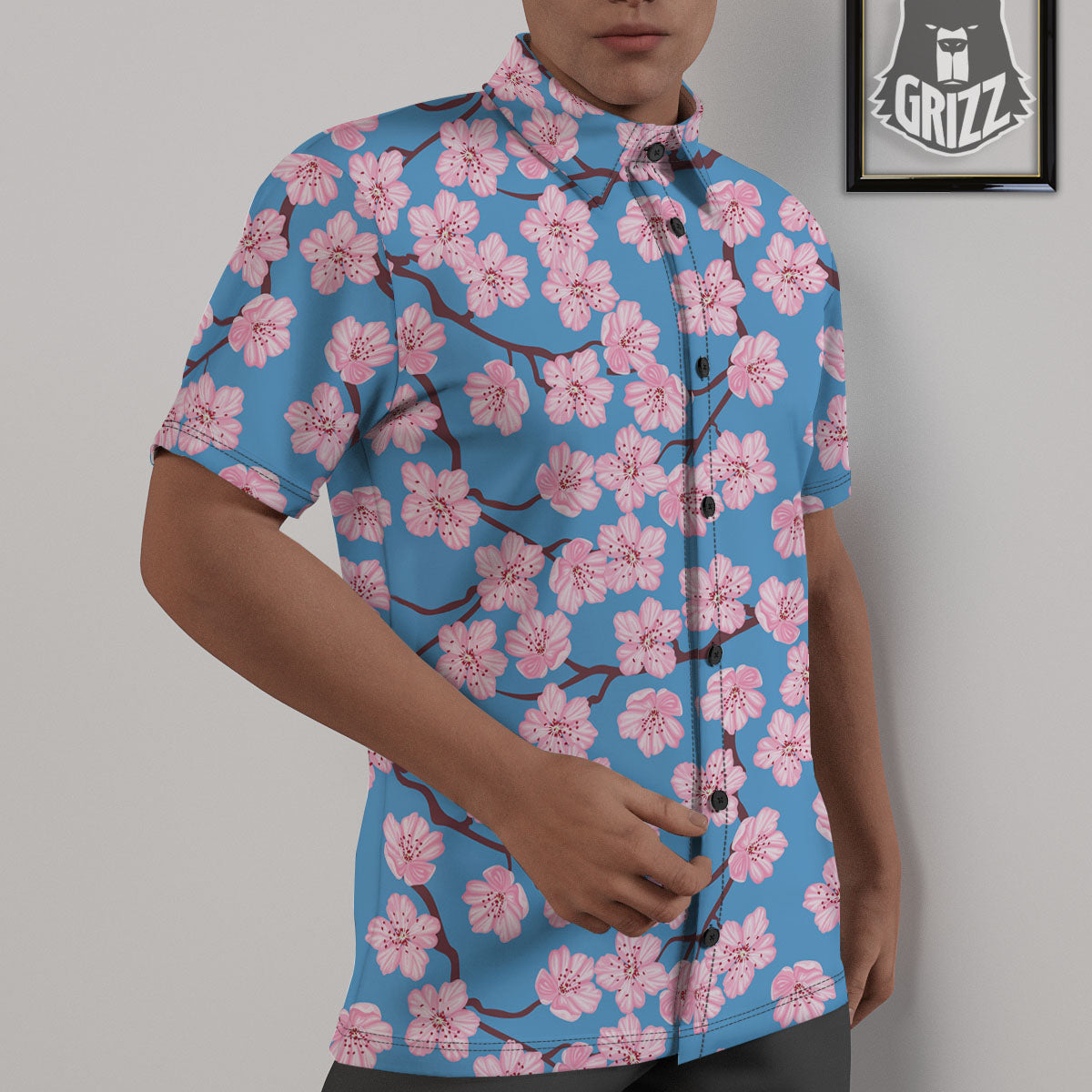Cherry Blossom Pink Print Pattern Untucked Shirts-grizzshop