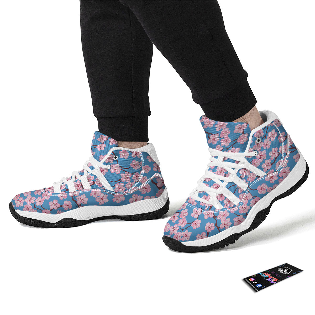 Cherry Blossom Pink Print Pattern White Bball Shoes-grizzshop
