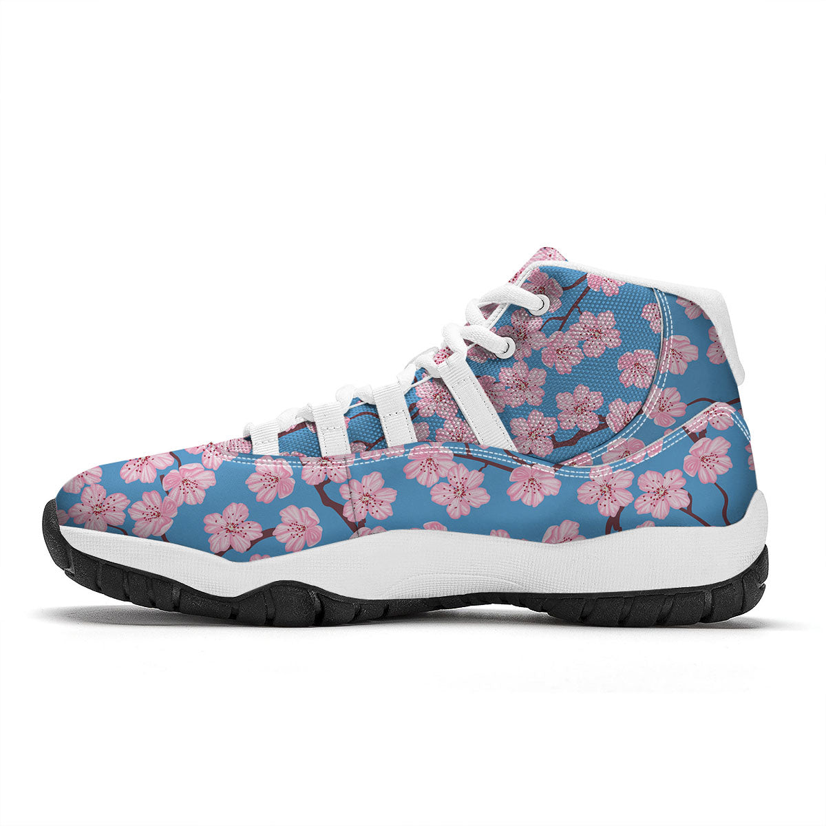 Cherry Blossom Pink Print Pattern White Bball Shoes-grizzshop