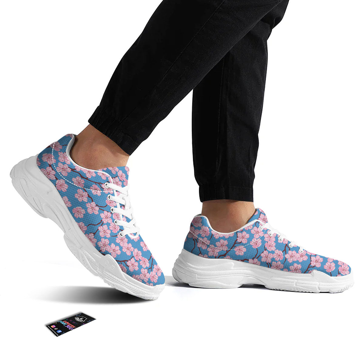 Cherry Blossom Pink Print Pattern White Chunky Shoes-grizzshop