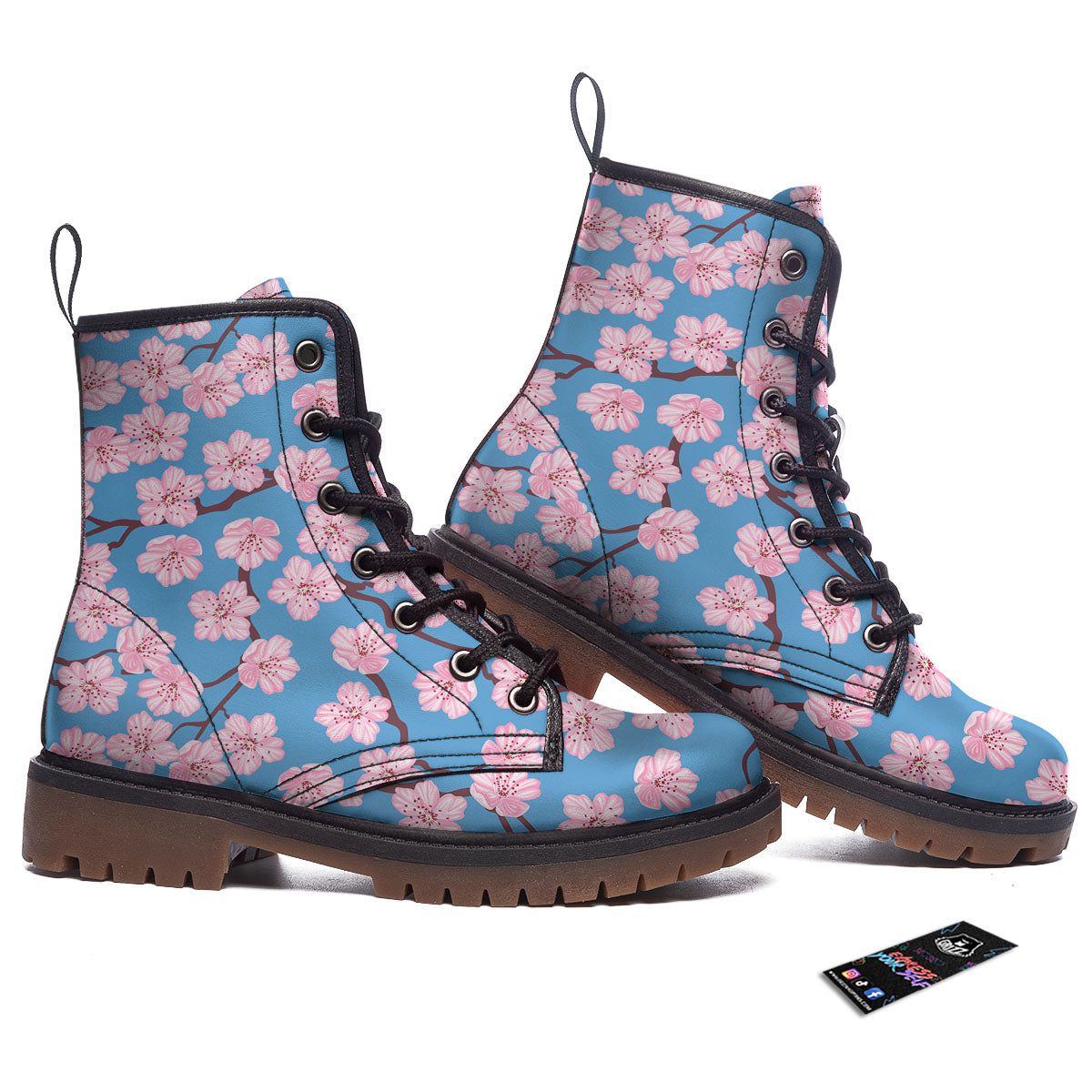 Cherry Blossom Pink Print Pattern Work Boots-grizzshop