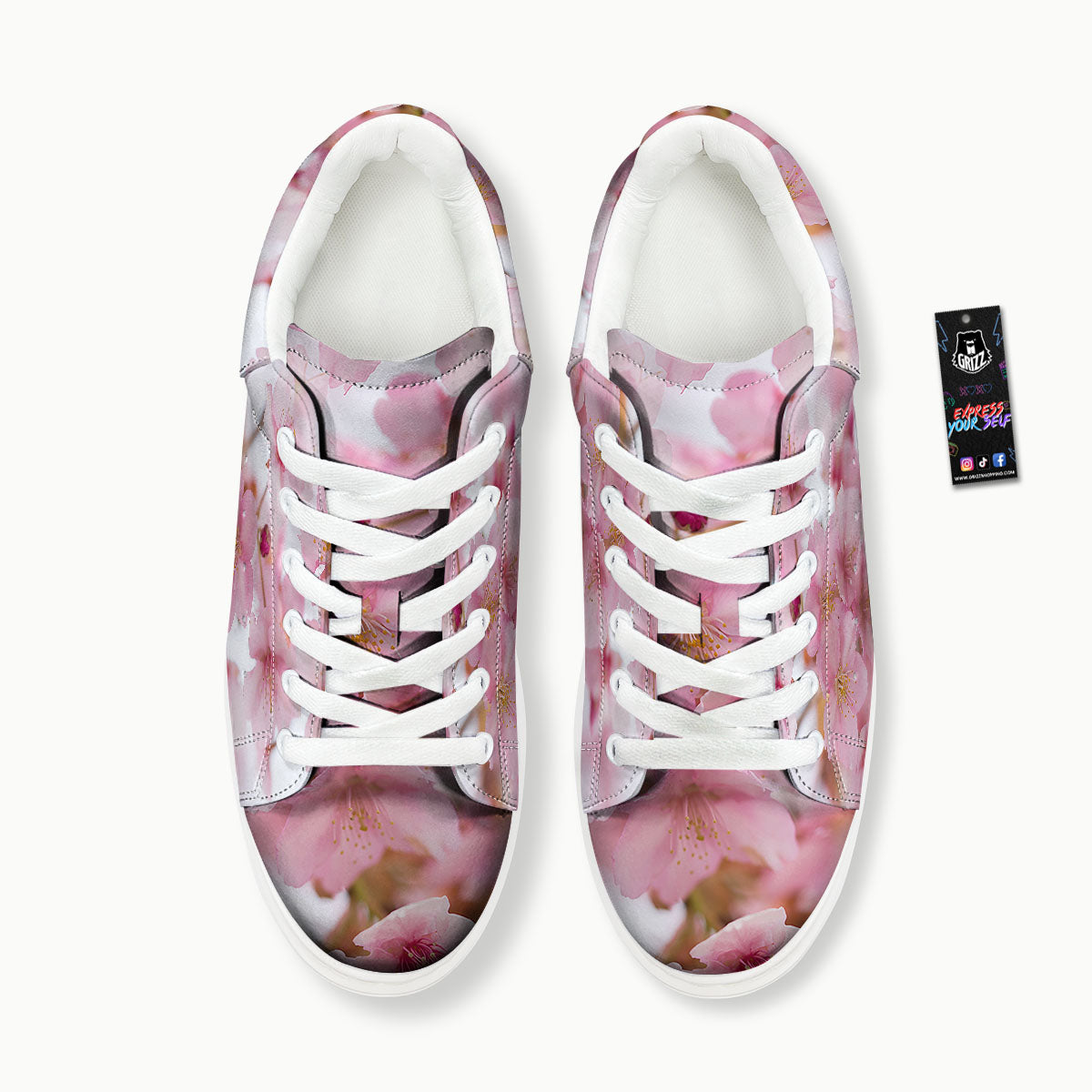 Cherry Blossom Pink Print Platform Shoes-grizzshop