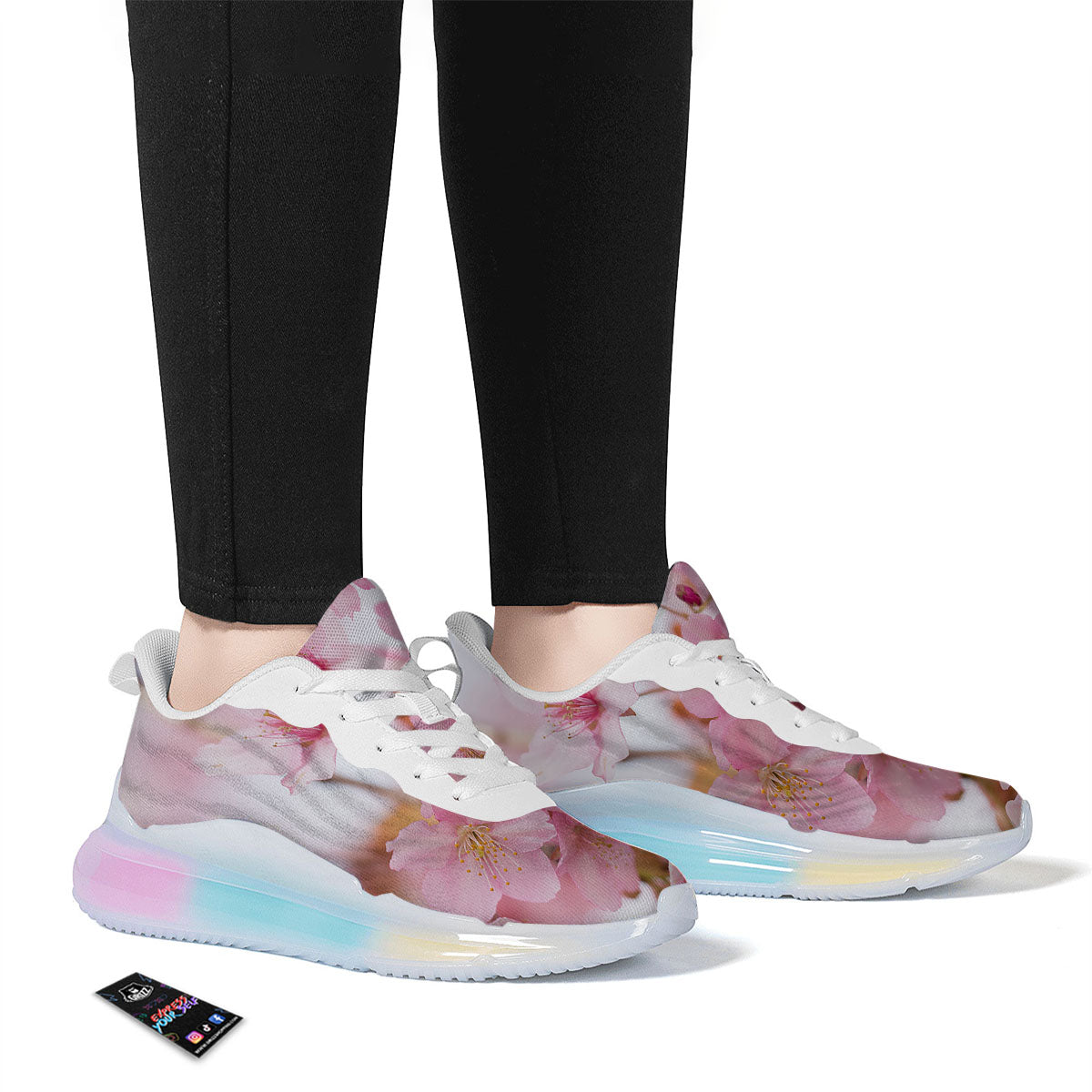 Cherry Blossom Pink Print Running Sneakers-grizzshop