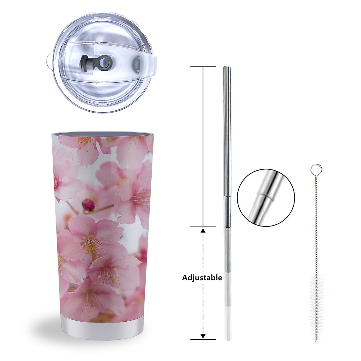 Cherry Blossom Pink Print Tumbler-grizzshop