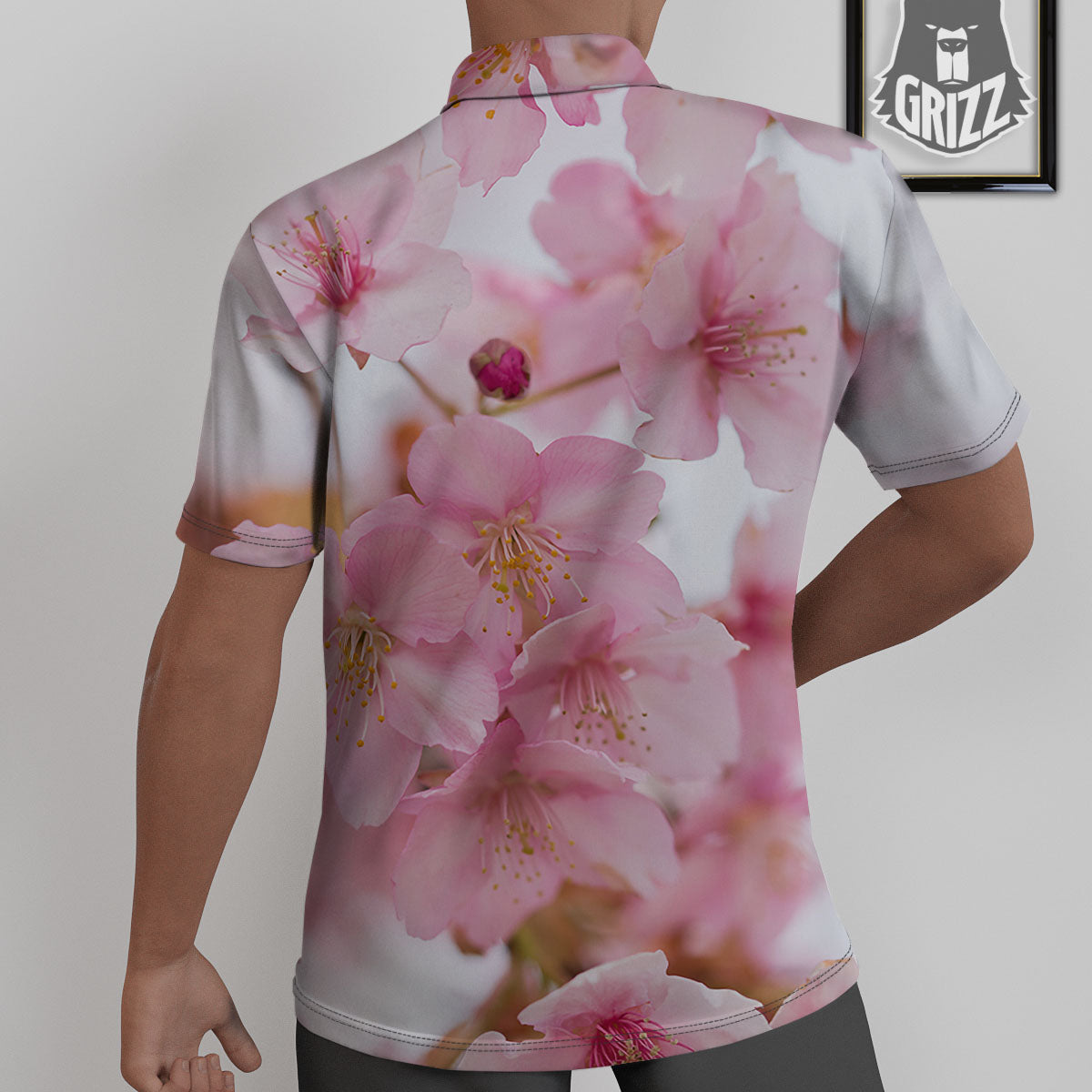 Cherry Blossom Pink Print Untucked Shirts-grizzshop