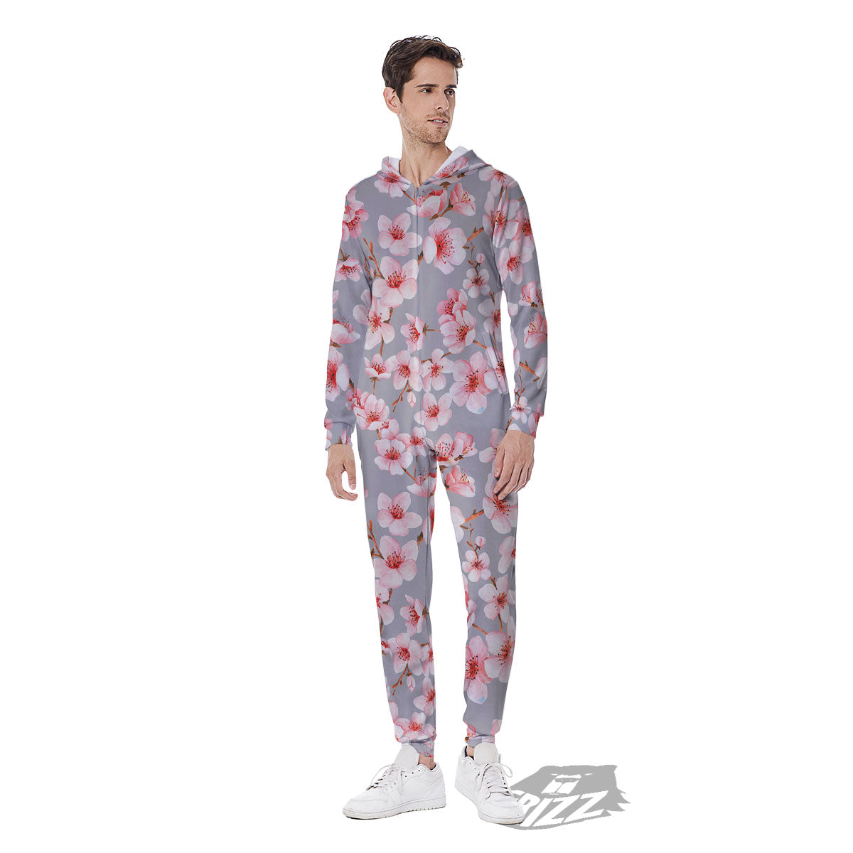 Cherry Blossom Pink Sakura Print Pattern Men's Jumpsuit-grizzshop