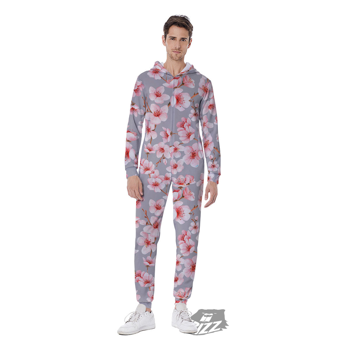 Cherry Blossom Pink Sakura Print Pattern Men's Jumpsuit-grizzshop