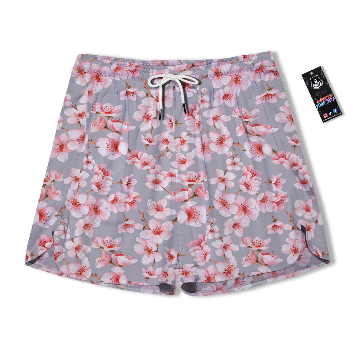Cherry Blossom Pink Sakura Print Pattern Men's Running Shorts-grizzshop