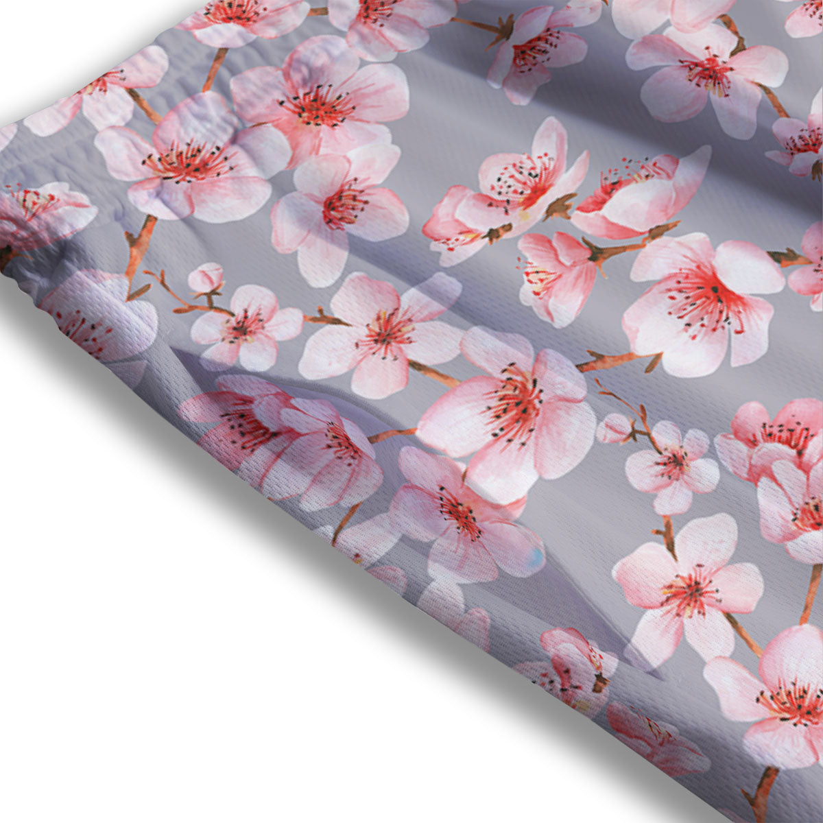 Cherry Blossom Pink Sakura Print Pattern Mesh Shorts