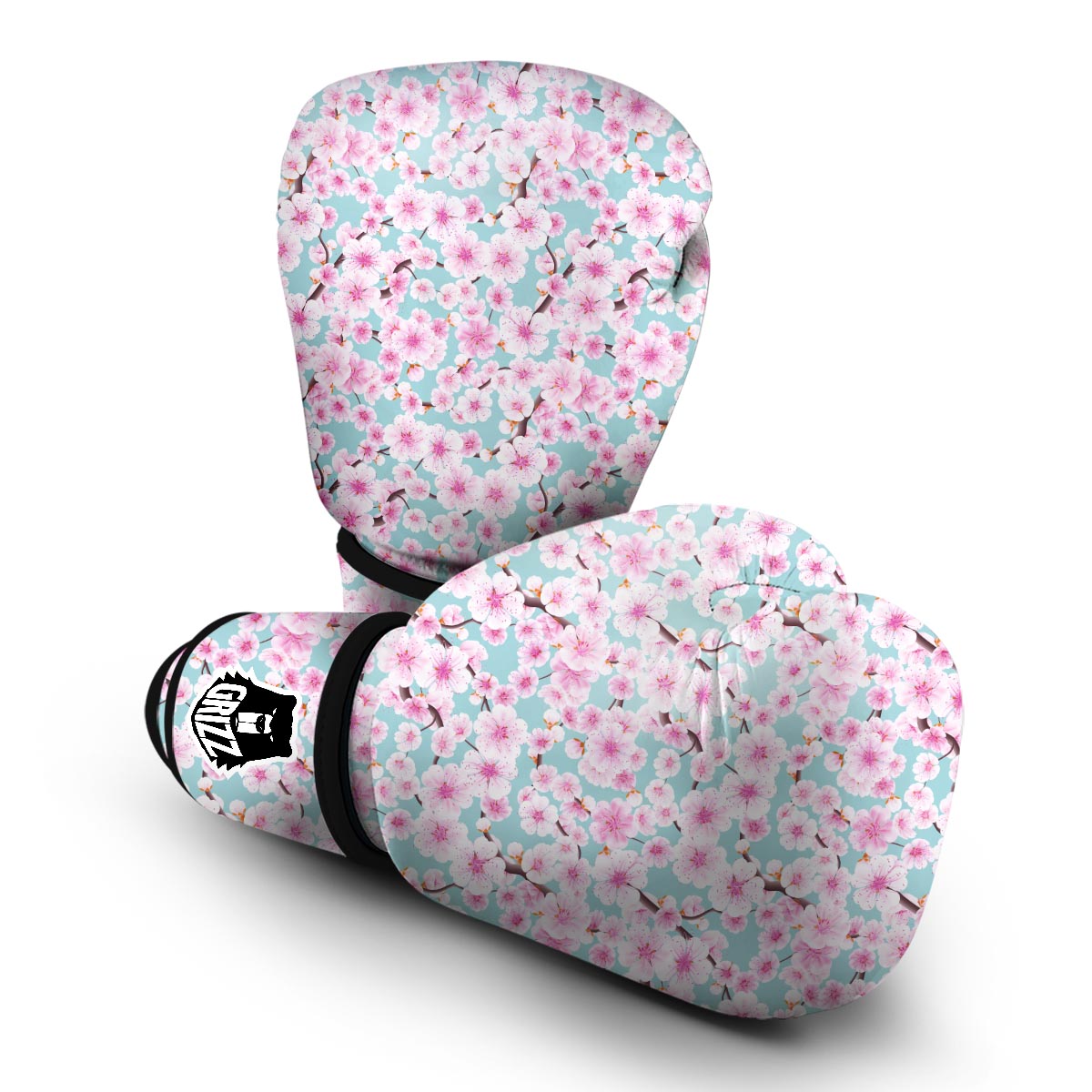 Cherry Blossom Sakura Blue Boxing Gloves-grizzshop