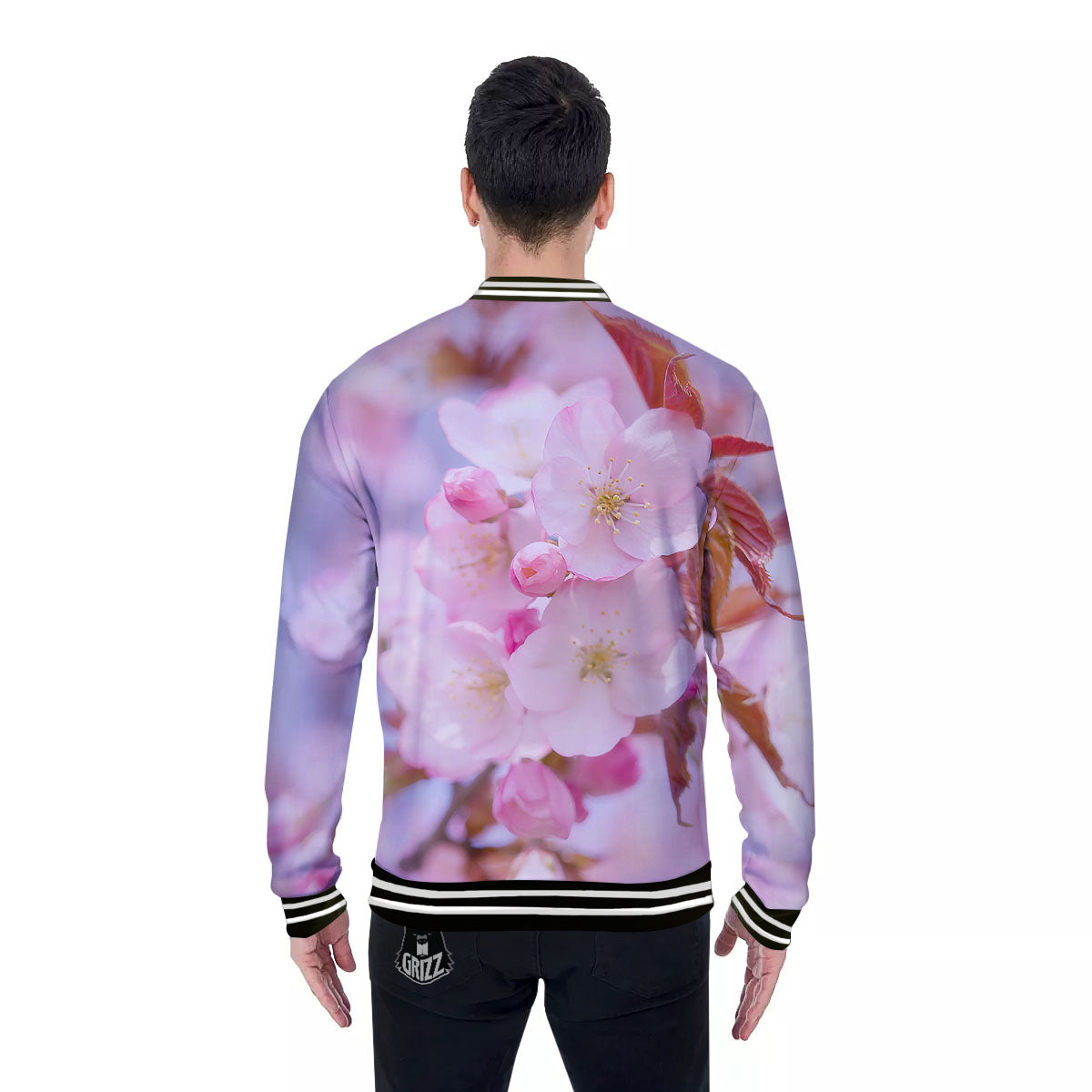 Cherry Blossom Sakura Flower Print Baseball Jacket-grizzshop