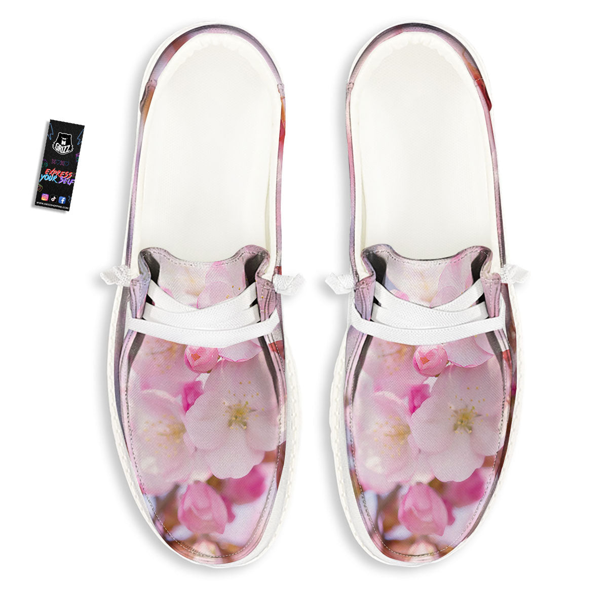 Cherry Blossom Sakura Flower Print Black Loafers-grizzshop