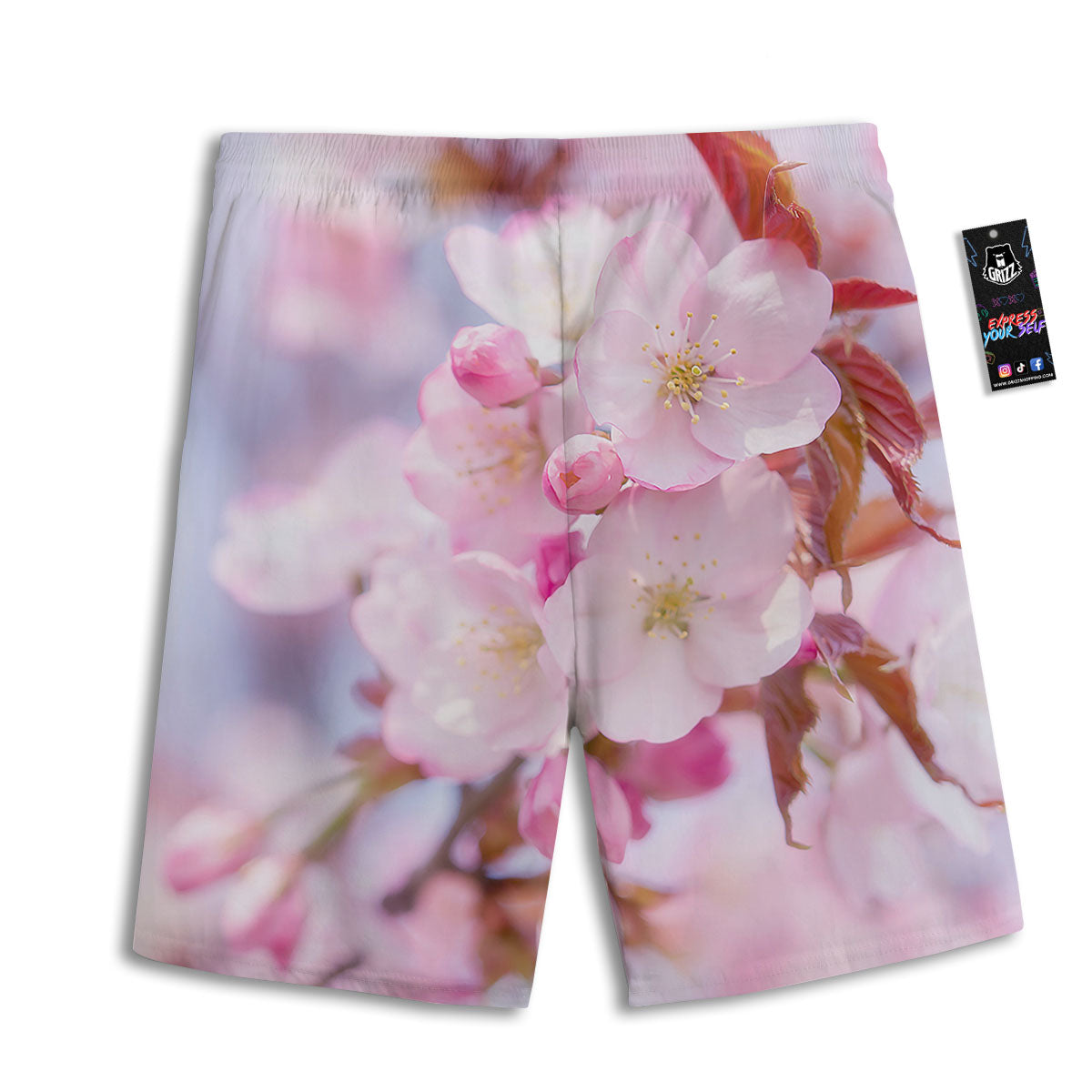 Cherry Blossom Sakura Flower Print Men's Athletic Shorts-grizzshop