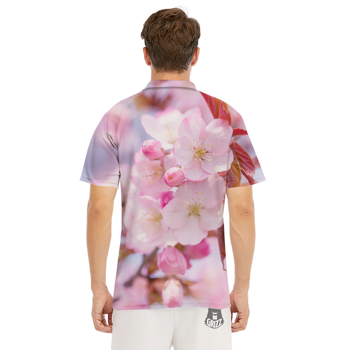 Cherry Blossom Sakura Flower Print Men's Golf Shirts-grizzshop