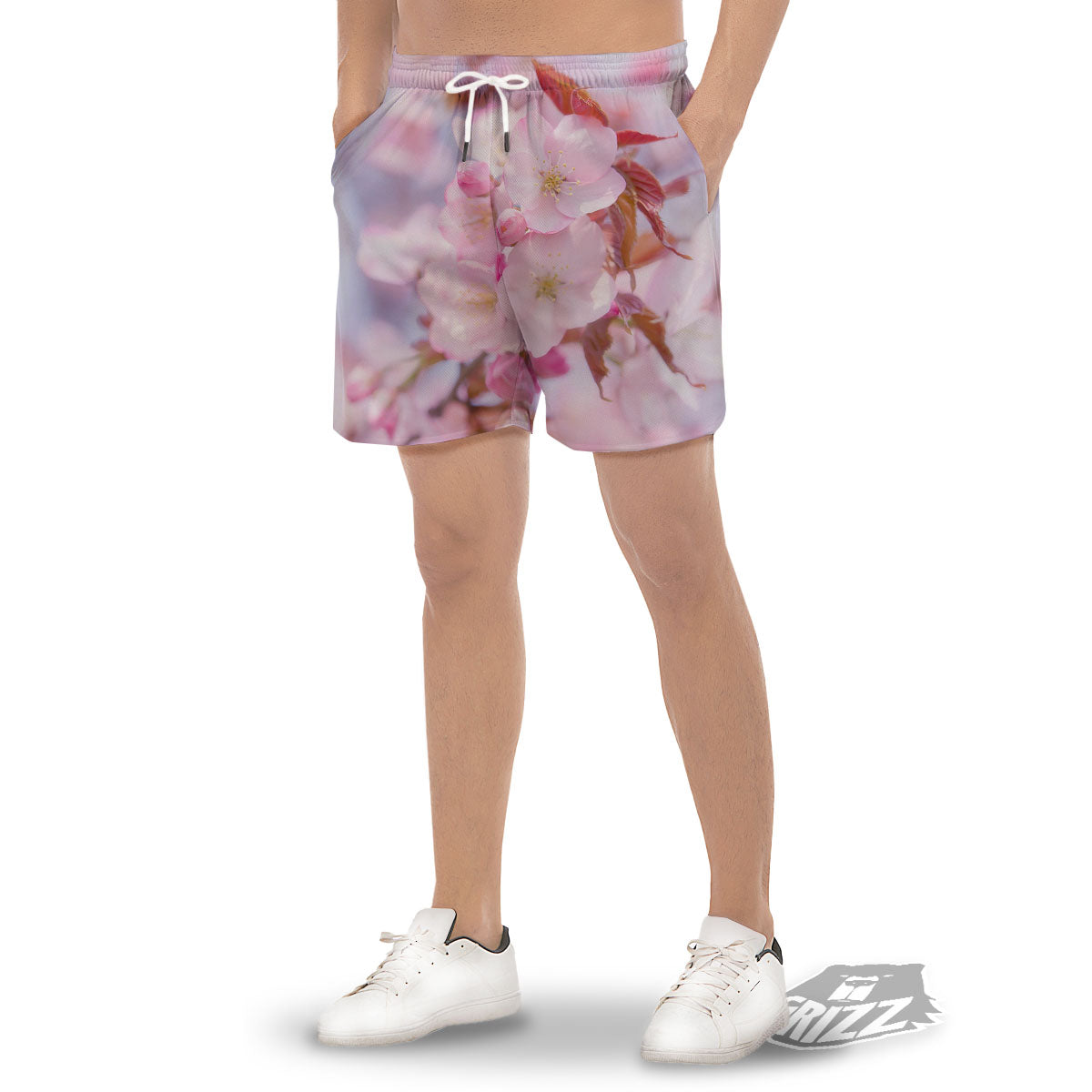 Cherry Blossom Sakura Flower Print Men's Gym Shorts-grizzshop