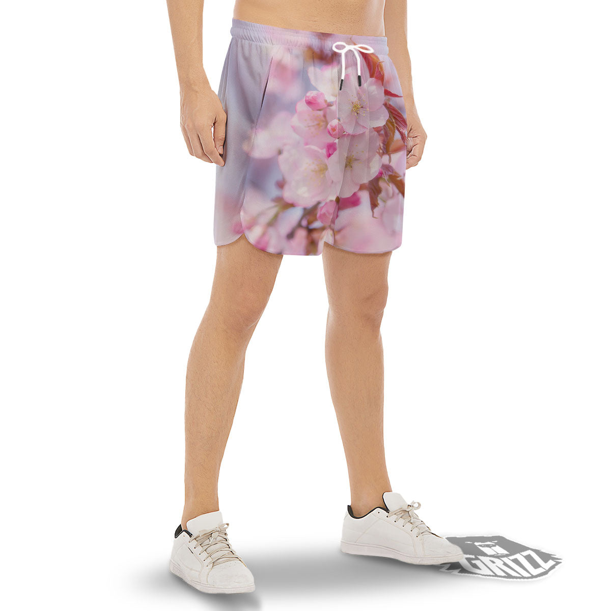 Cherry Blossom Sakura Flower Print Men's Gym Shorts-grizzshop