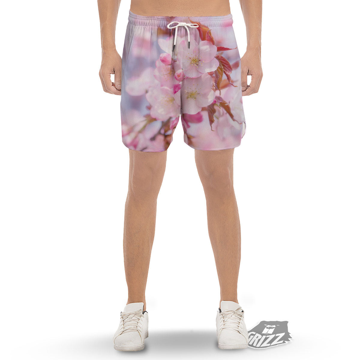 Cherry Blossom Sakura Flower Print Men's Gym Shorts-grizzshop