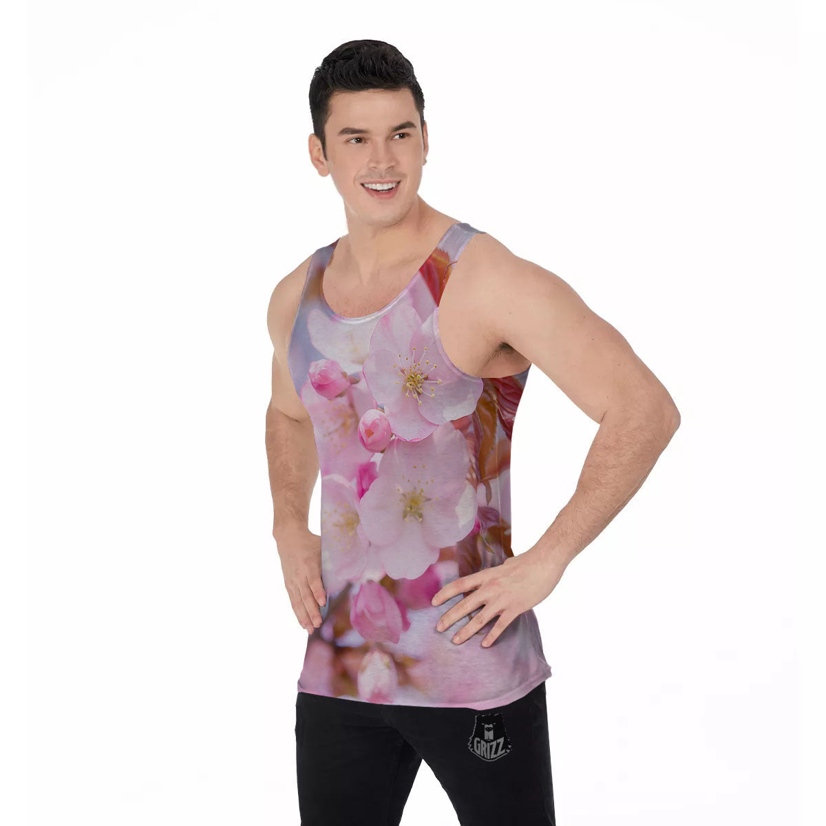 Cherry Blossom Sakura Flower Print Men's Tank Top-grizzshop