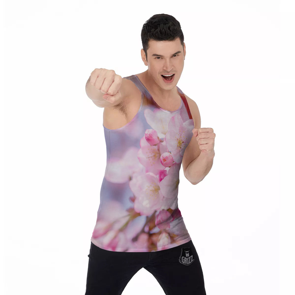 Cherry Blossom Sakura Flower Print Men's Tank Top-grizzshop