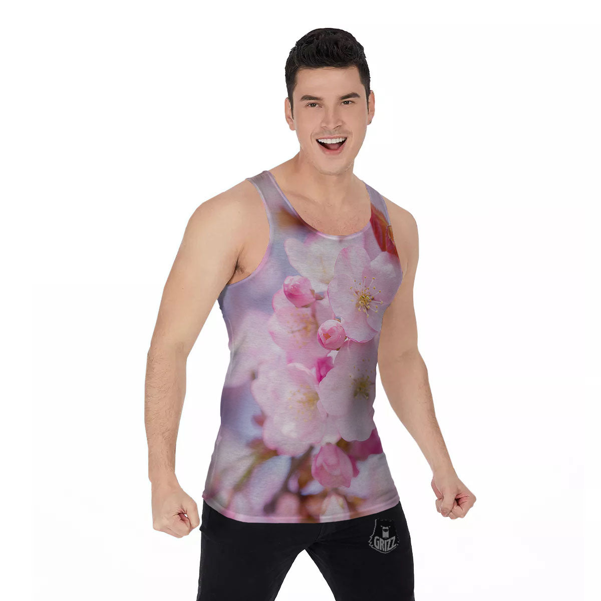 Cherry Blossom Sakura Flower Print Men's Tank Top-grizzshop