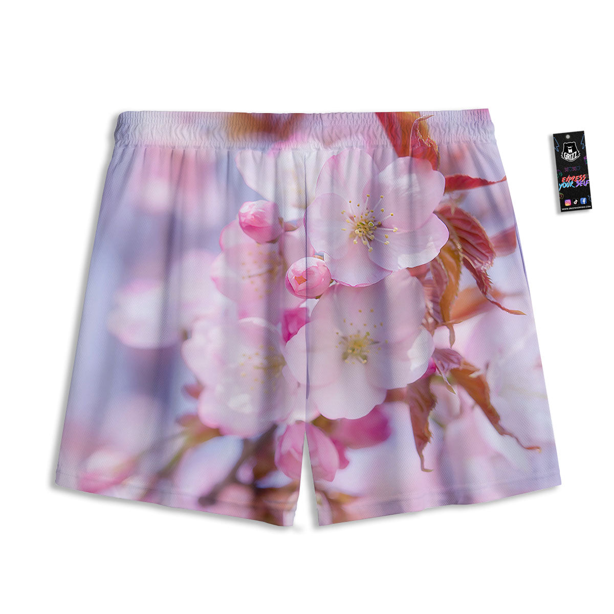 Cherry Blossom Sakura Flower Print Mesh Shorts-grizzshop