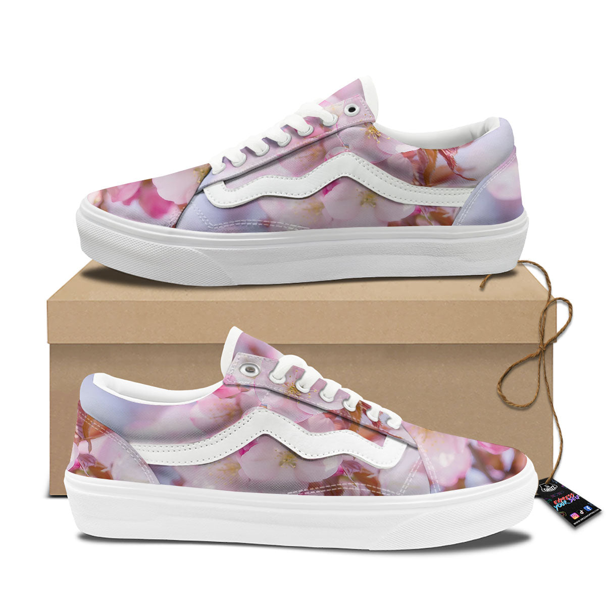 Cherry Blossom Sakura Flower Print Skate Shoes-grizzshop