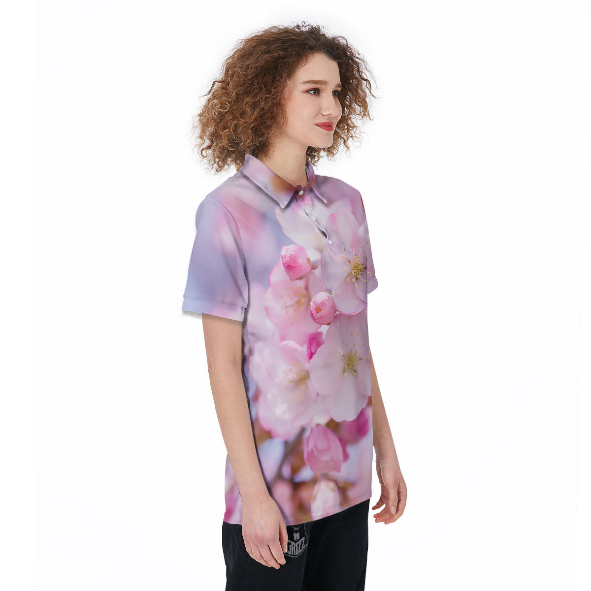 Cherry Blossom Sakura Flower Print Women's Golf Shirts-grizzshop