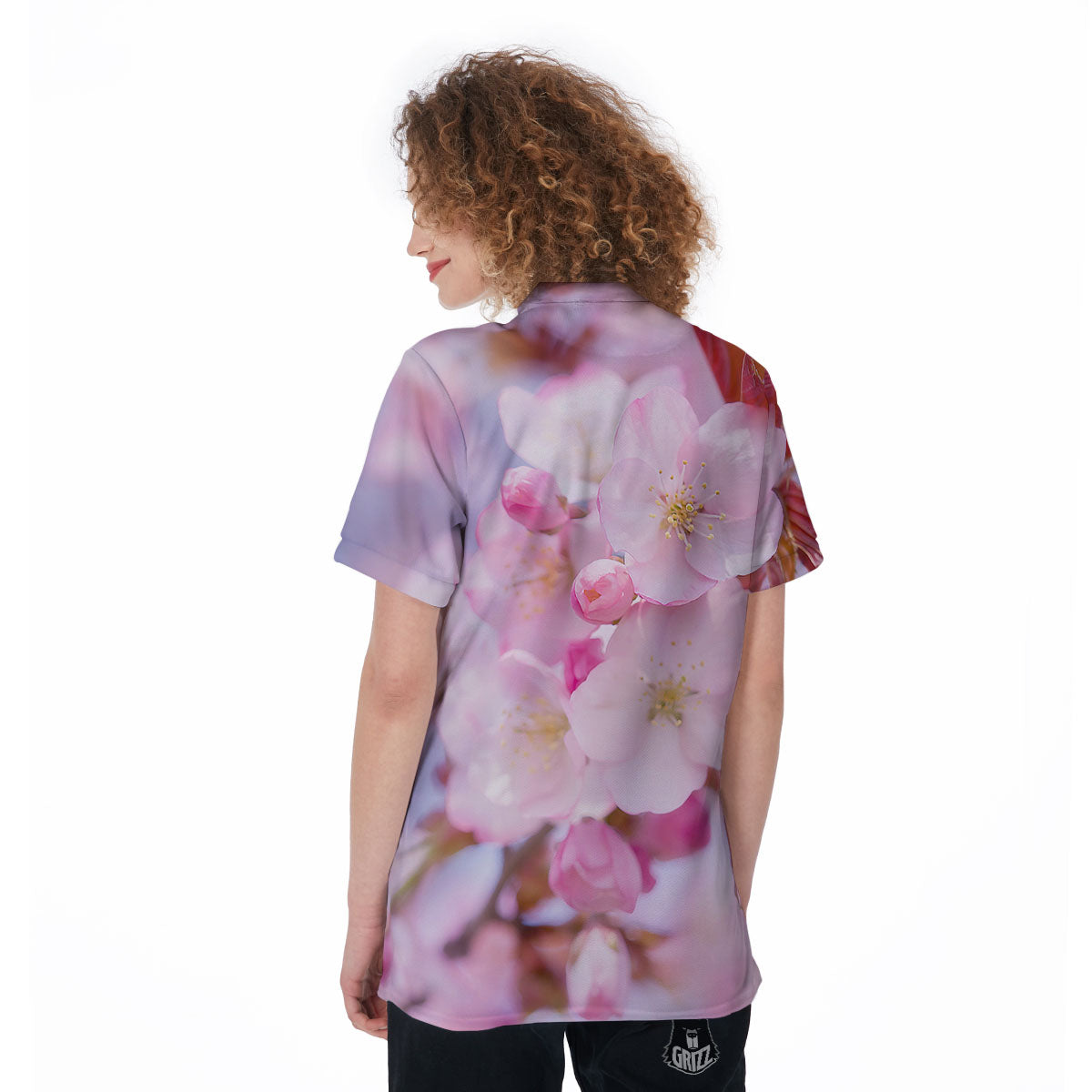 Cherry Blossom Sakura Flower Print Women's Golf Shirts-grizzshop